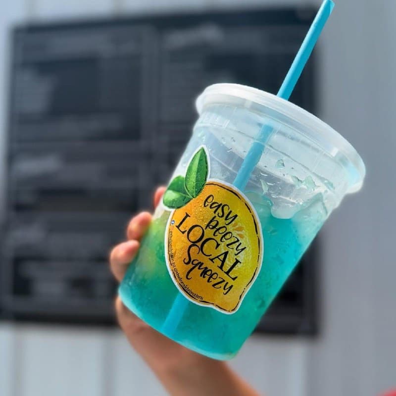 Easy Breezy LOCAL Squeezy blue customized lemonade at The LOCAL Drive-Thru Centerville TN