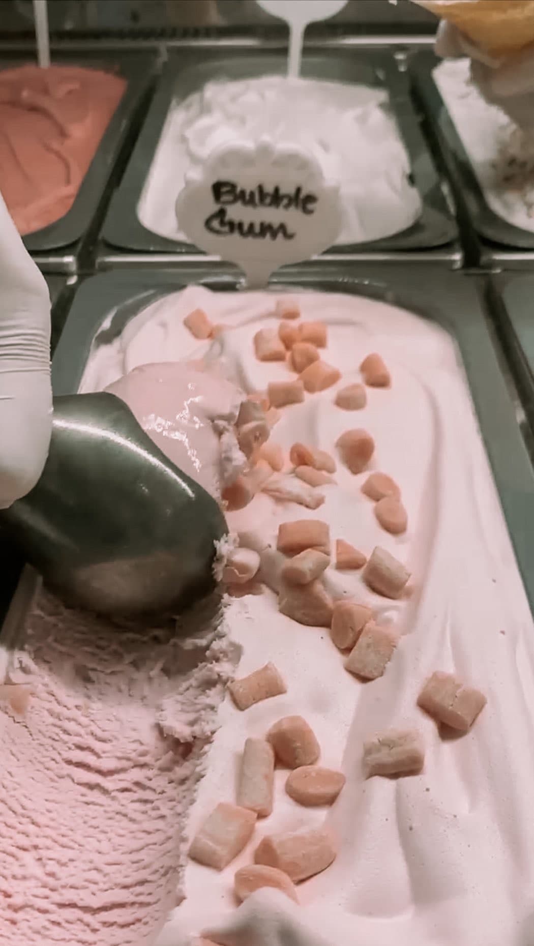 Pink, vibrant, handmade bubblegum ice cream — Concetta makes the gum pieces hers