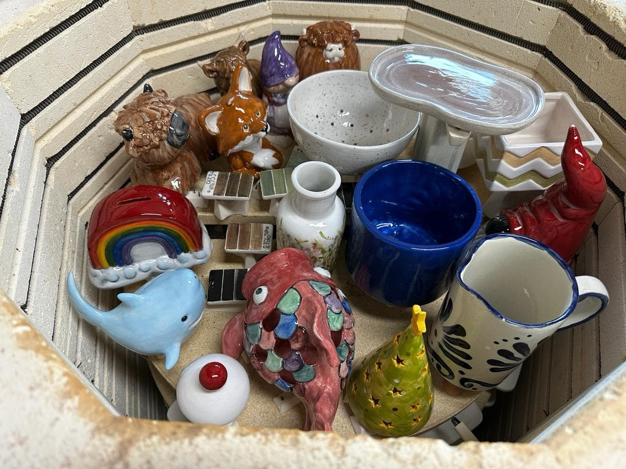 Just out of the kiln — look at those colors! 🔥