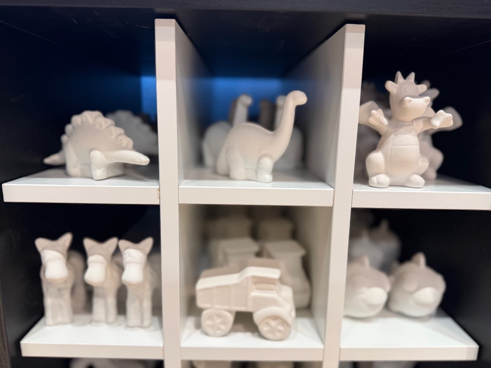 Painted pottery animal figurines from MADE @ The Local pottery studio in Centerville, TN